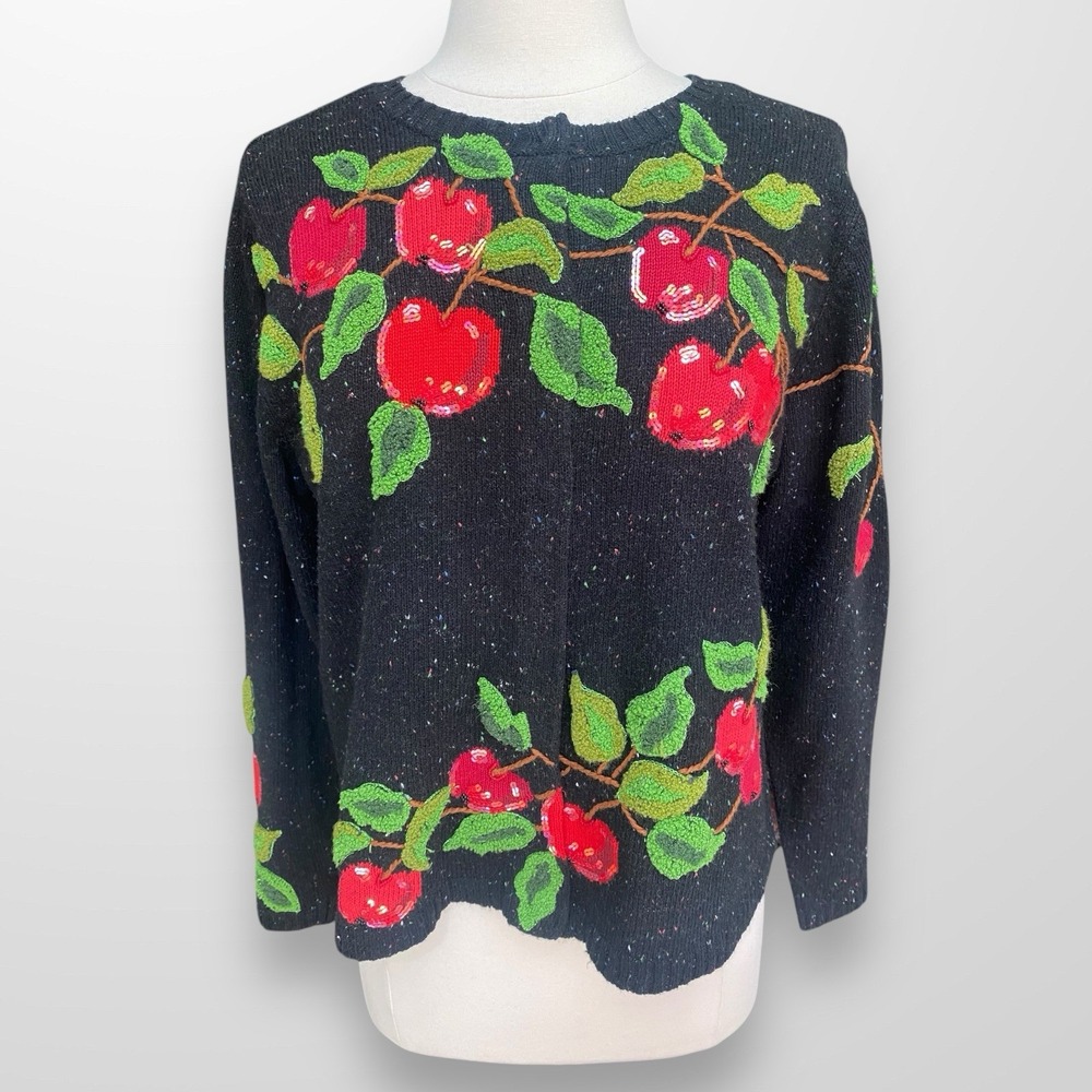 VTG Philip & Jane Gordon Fall Apple Womens Cardigan Knit Sweater Medium